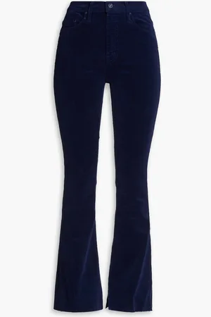 Mother The Weekender cotton-blend corduroy flared pants - Blue - 25
