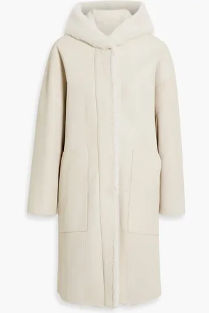 DOM GOOR Reversible shearling hooded coat - White - UK 14