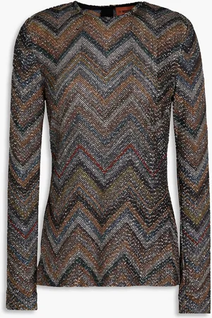 Missoni Sequin-embellished metallic crochet-knit top - - IT 42
