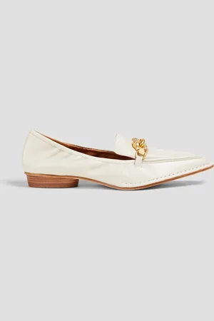 Tory Burch Jessa embellished leather loafers - White - US 5.5