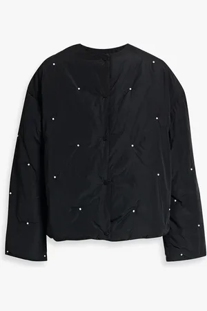 Sleeper Faux pearl-embellished quilted shell jacket - - S/M