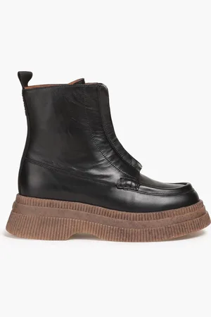 Ganni Leather platform ankle boots - - EU 35