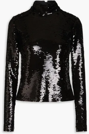 Frame Sequined cotton and modal-blend jersey turtleneck top - - XS