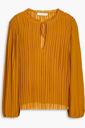 Frame Pintucked voile blouse - Brown - S