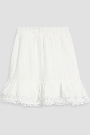 CHARO RUIZ IBIZA Ruffled broderie anglaise cotton-blend mini skirt - - M