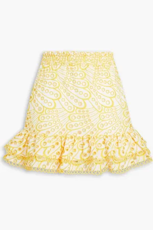 CHARO RUIZ IBIZA Mallorca ruffled broderie anglaise cotton-blend mini skirt - - XS