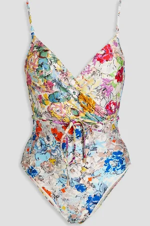 ZIMMERMANN Wrap-effect floral-print swimsuit - White - 0