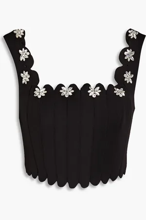 RACHEL GILBERT Stella cropped crystal-embellished scuba top - - 4