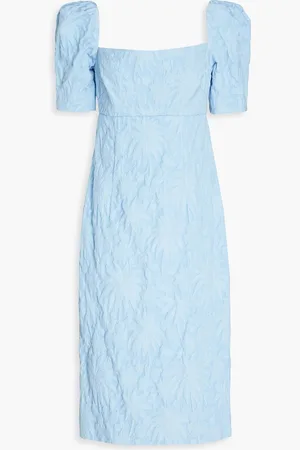 Oscar de la Renta Cotton-blend jacquard dress - Blue - US 8