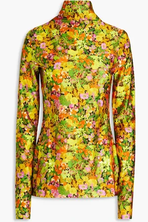Serafini Floral-print stretch-jersey turtleneck top - Yellow - IT 40