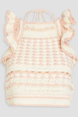 ZIMMERMANN Cropped ruffled crocheted cotton top - White - 00