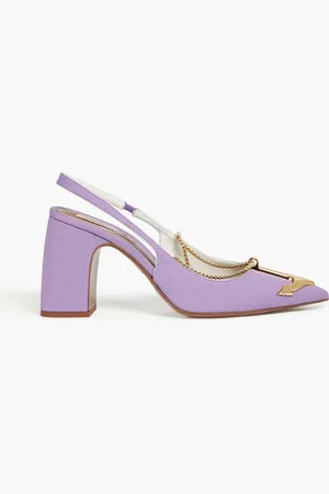 ZIMMERMANN Embellished canvas slingback pumps - Purple - EU 36