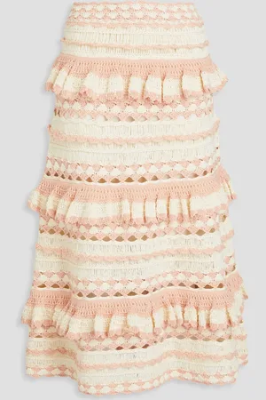 ZIMMERMANN Tiered crocheted cotton midi skirt - White - 4
