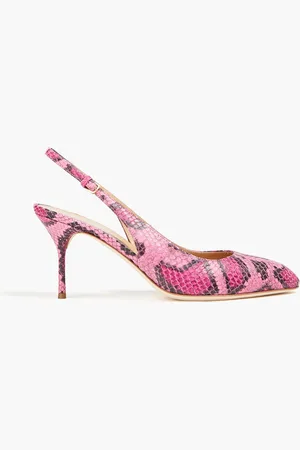 Sergio Rossi Chichi snake-effect leather slingback pumps - Pink - EU 36