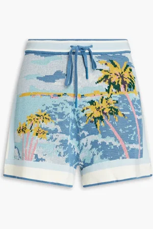 ZIMMERMANN Intarsia-knit cotton shorts - Blue - 00