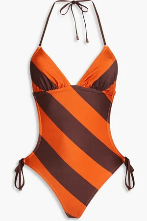ZIMMERMANN Striped halterneck swimsuit - - 1