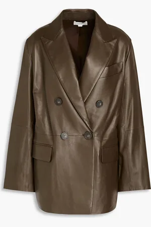 Vince Double-breasted leather blazer - Brown - M