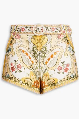 ZIMMERMANN Belted floral-print linen shorts - - 00