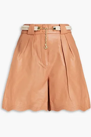 ZIMMERMANN Belted scalloped leather shorts - - 0