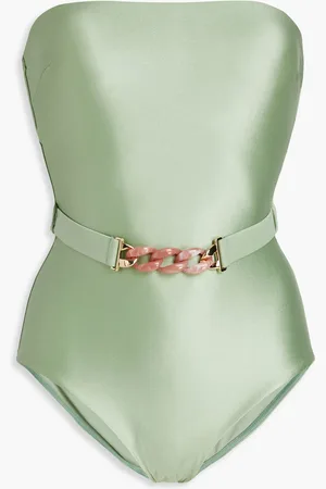 ZIMMERMANN Embellished bandeau swimsuit - Green - 3