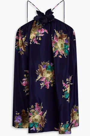 ZIMMERMANN Floral-print silk crepe de chine top - Blue - 00