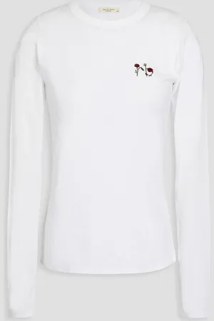 RAG&BONE Embroidered slub Pima cotton-jersey top - - XXS