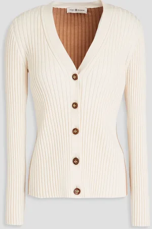 Tory Burch Ribbed merino wool-blend cardigan - White - XS