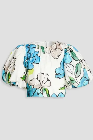 AJE Ney floral-print cotton-poplin top - Blue - UK 16