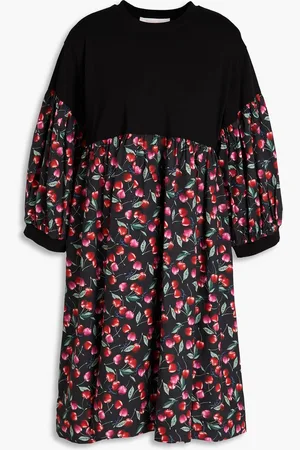 See by Chloé Jersey-paneled printed stretch cotton-poplin mini dress - - FR 42