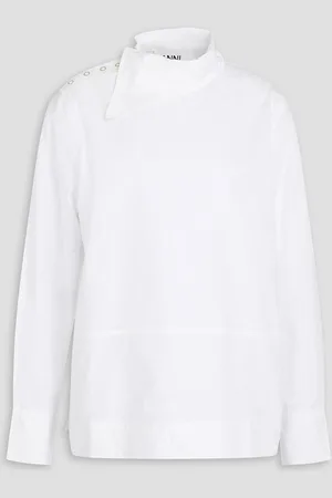 Ganni Snap-detailed cotton-poplin blouse - - DE 38