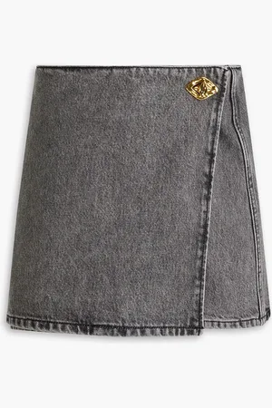 Ganni Faded denim mini wrap skirt - - DE 42