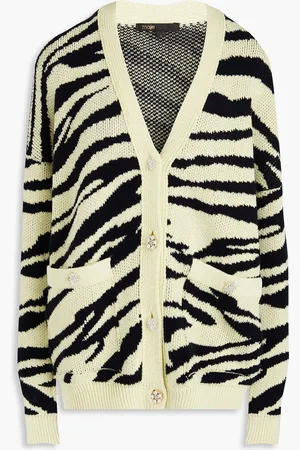 Maje Zebra-print jacquard-knit cardigan - Yellow - 2