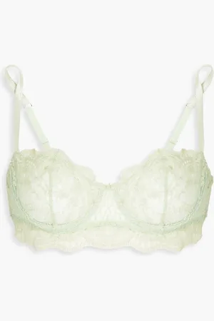 Hera satin-trimmed Leavers lace underwired balconette bra