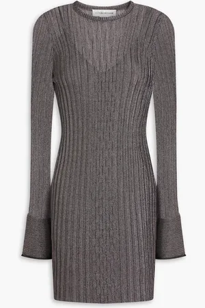 Victoria Beckham Metallic ribbed crochet-knit mini dress - Metallic - L