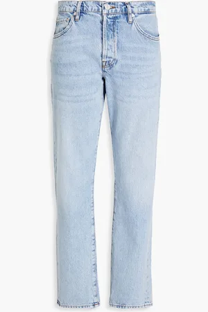 Frame Distressed high-rise straight-leg jeans - Blue - 30
