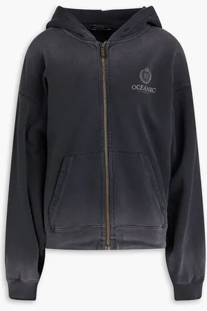 Holzweiler Printed cotton-fleece zip-up hoodie - Gray - XL