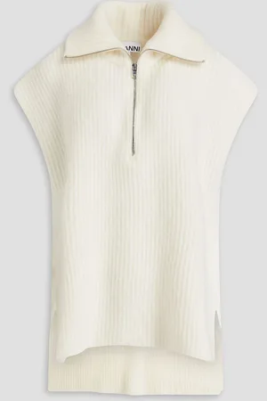 Ganni Oversized ribbed-knit vest - White - L/XL