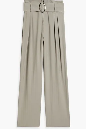 IRO Orida belted herringbone jacquard wide-leg pants - Gray - FR 34
