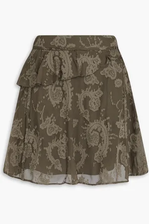 IRO Ruffled fil coupé mini skirt - Green - FR 40