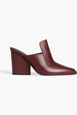 Salvatore Ferragamo Malfa leather mules - Burgundy - US 5.5