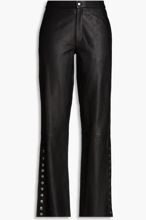 Faux Leather 5 Pocket Western Straight Leg Trousers