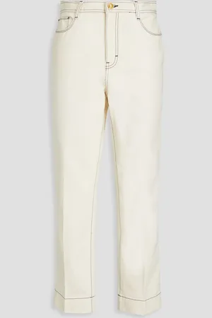 Tory Burch Cropped high-rise straight-leg jeans - White - 30