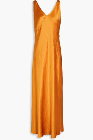 Vince Crinkled-satin maxi dress - Yellow - M