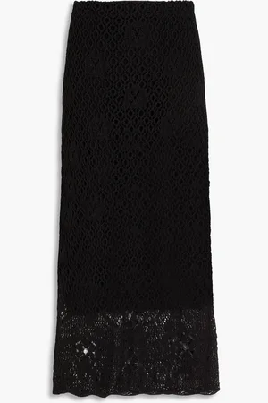 Vince Crochet-knit cotton-blend midi skirt - - L