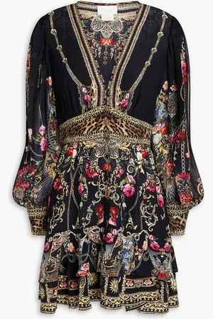 Camilla Crystal-embellished printed silk crepe de chine mini dress - - XS