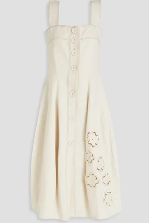 GENTRYPORTOFINO Cotton and linen-blend canvas midi dress - White - IT 44