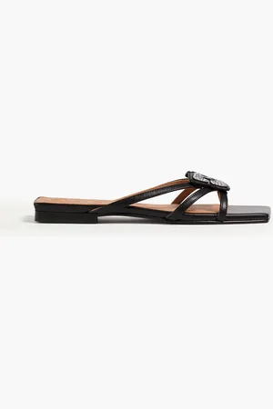 Ganni Embellished faux leather sandals - - EU 37