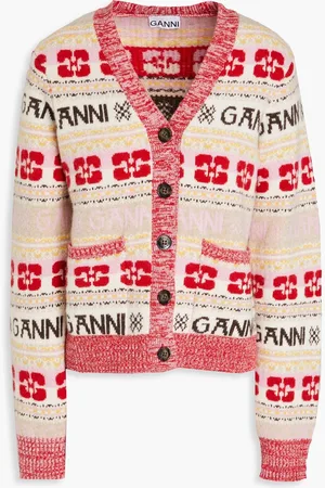 Ganni Jacquard-knit cardigan - Neutral - XXS