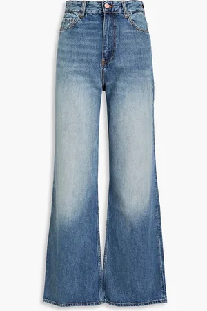 Ganni Faded high-rise wide-leg jeans - Blue - 26W-32L