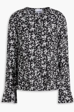 Ganni Floral-print EcoVero™-blend crepe blouse - - DE 34